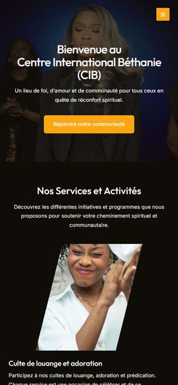 Le site du Centre International Béthanie affiché sur téléphone