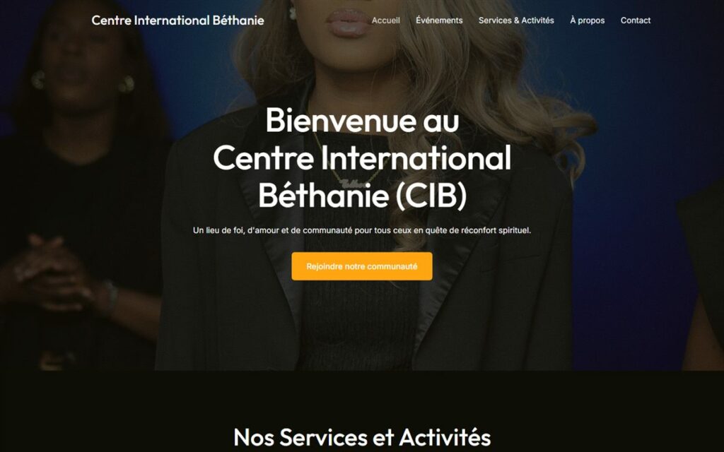 Site internet du Centre International Béthanie (cibeglise.com), affiché sur ordinateur