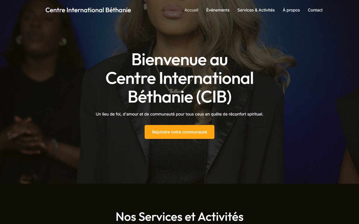 Site internet du Centre International Béthanie (cibeglise.com), affiché sur ordinateur